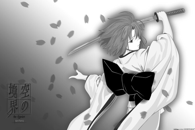 Anime Character with Sword — Black, Dramatic, Spring, Manga