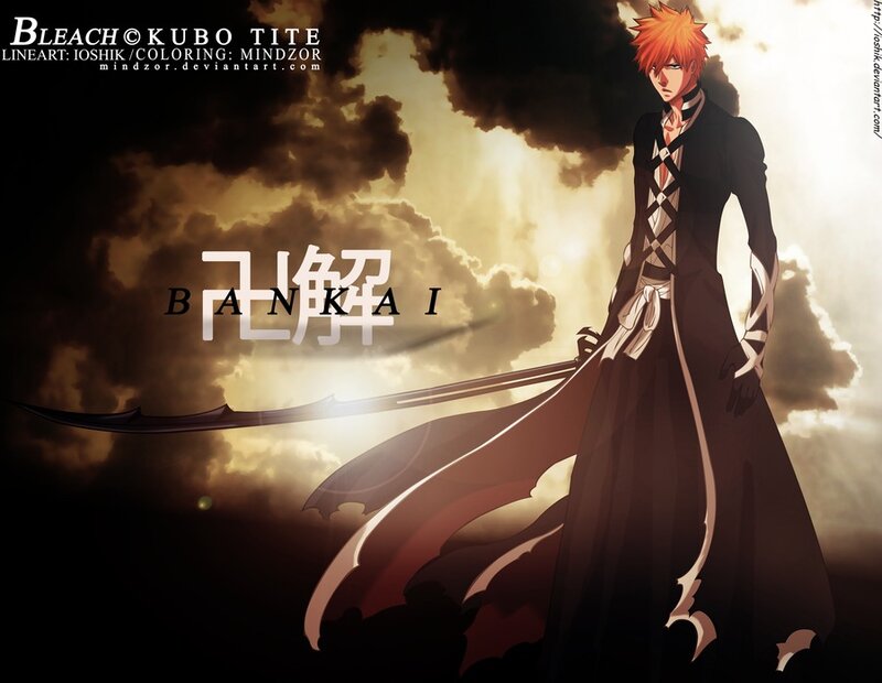 Anime Character with Sword — Black, Dramatic, Sunset, Digital Art, Clouds