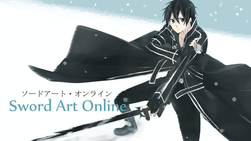 Anime Character with Sword — Black, Dramatic, Winter, Cape