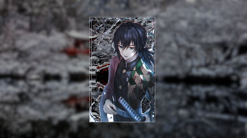 Anime Character with Sword — Black, Dramatic, Winter, Jacket
