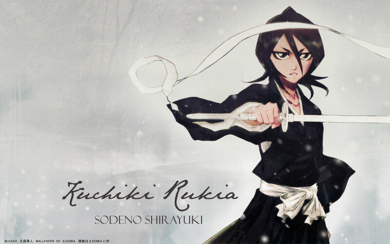 Anime Character with Sword — Black, Dramatic, Winter, Soul Reaper Robe, Snow