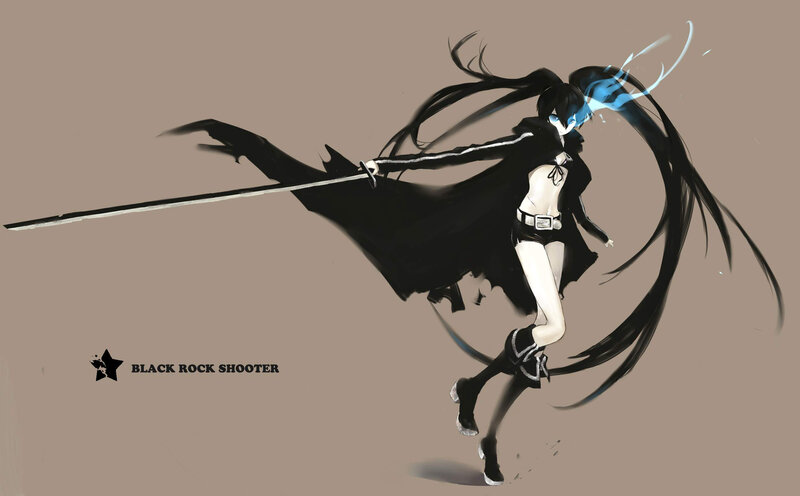Anime Character with Sword — Black, Dynamic, Digital Art