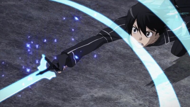 Anime Character with Sword — Black, Intense, Action