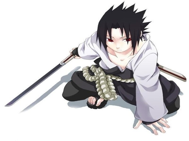 Anime Character with Sword — Black, Intense