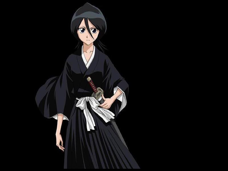 Anime Character with Sword — Black, Serious, Kimono, Black Hair