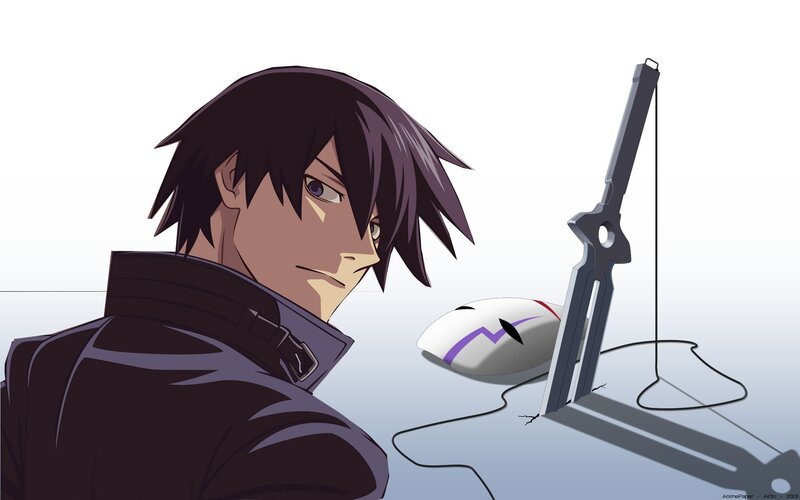 Anime Character with Sword — Black, Serious, Mouse