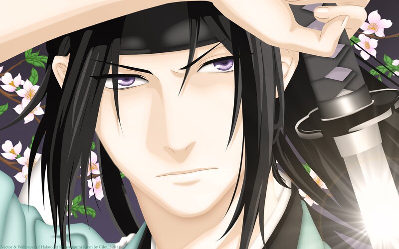 Anime Character with Sword — Black, Serious, Spring