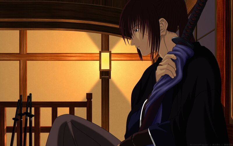 Anime Character with Sword — Black, Somber