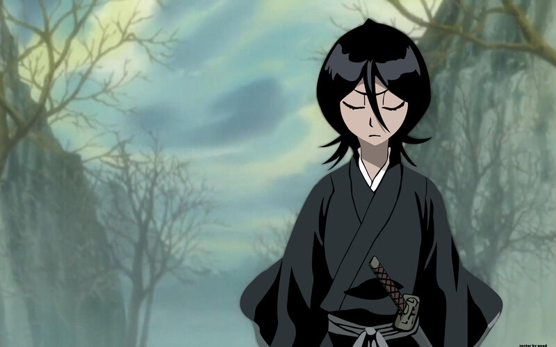 Anime Character with Sword — Black, Somber, Winter