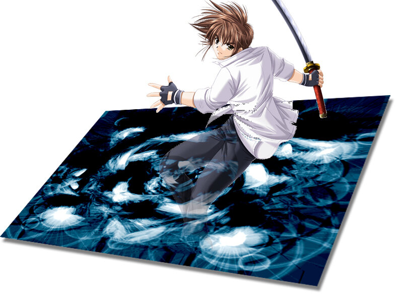 Anime Character with Sword — Blue, Action