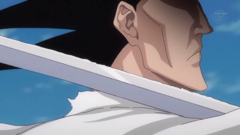 Anime Character with Sword — Blue, Dramatic, Afternoon, Sky