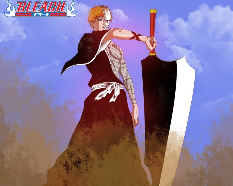 Anime Character with Sword — Blue, Dramatic, Afternoon