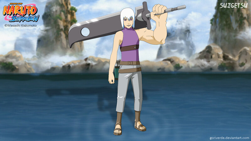 Anime Character with Sword — Blue, Dramatic, Afternoon, Water