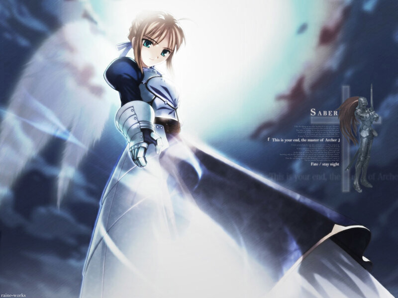 Anime Character with Sword — Blue, Dramatic, Armor