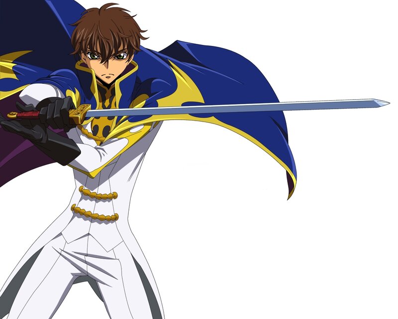 Anime Character with Sword — Blue, Dramatic, Cape, Gloves