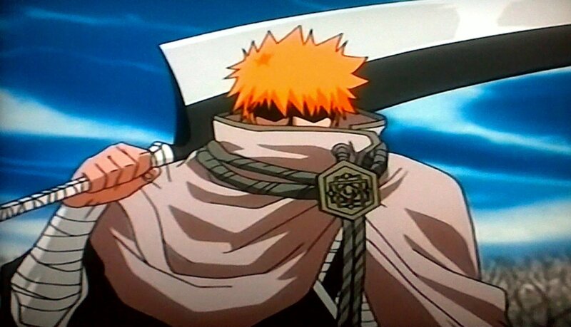 Anime Character with Sword — Blue, Dramatic, Cape