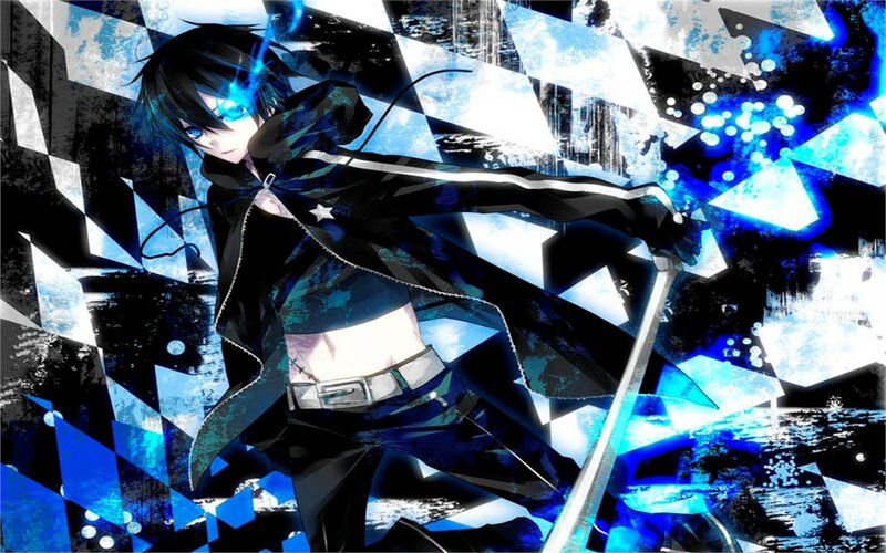 Anime Character with Sword — Blue, Dramatic, Digital Art, Blue Energy