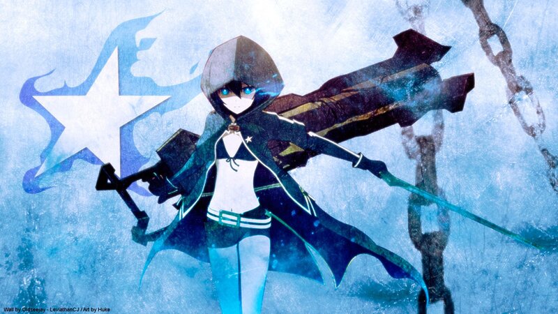 Anime Character with Sword — Blue, Dramatic, Digital Art, Chain