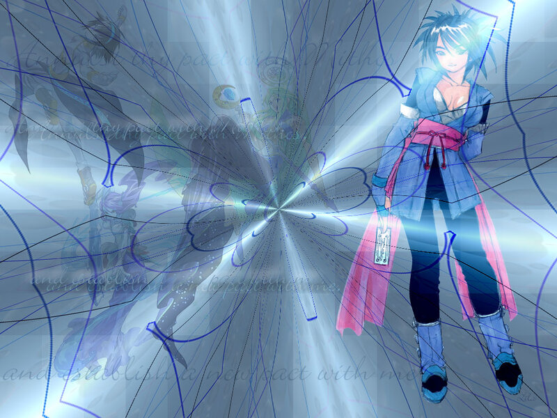 Anime Character with Sword — Blue, Dramatic, Digital Art, Energy Effect