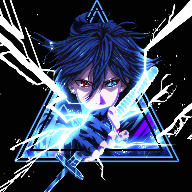 Anime Character with Sword — Blue, Dramatic, Digital Art, Eyes