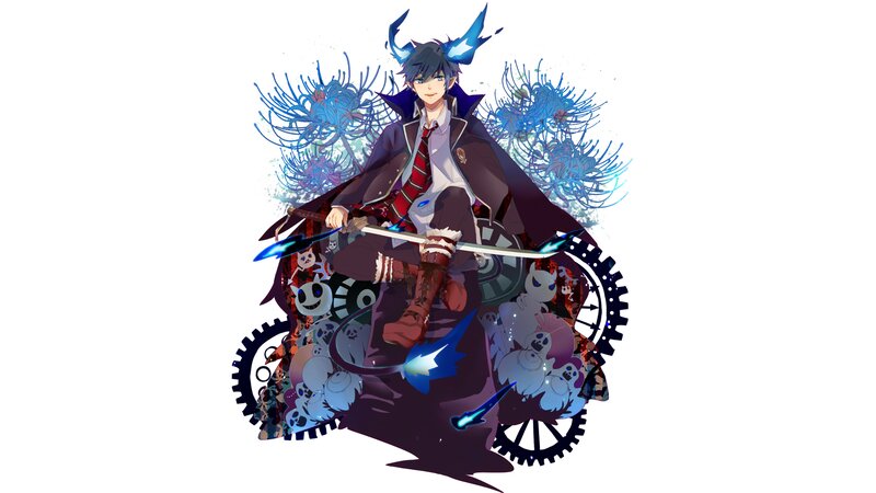 Anime Character with Sword — Blue, Dramatic, Digital Art, Gears