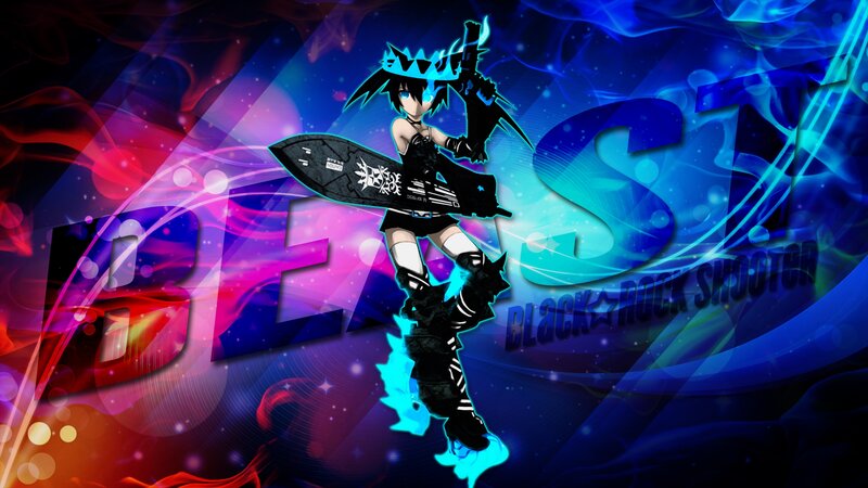 Anime Character with Sword — Blue, Dramatic, Digital Art, Gun
