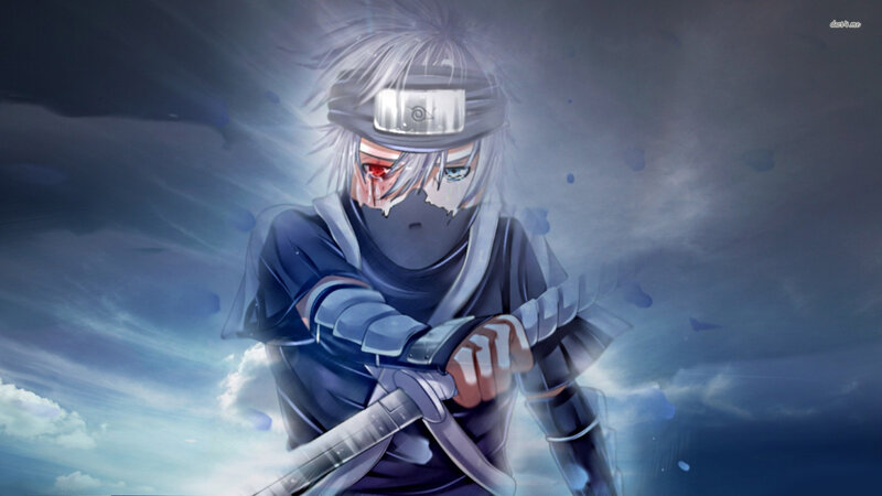 Anime Character with Sword — Blue, Dramatic, Digital Art, Headband