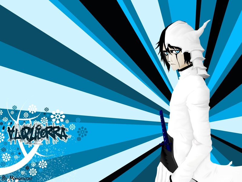 Anime Character with Sword — Blue, Dramatic, Digital Art, White Outfit