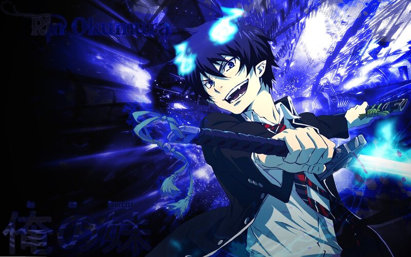 Anime Character with Sword — Blue, Dramatic, Intense, Blue Energy