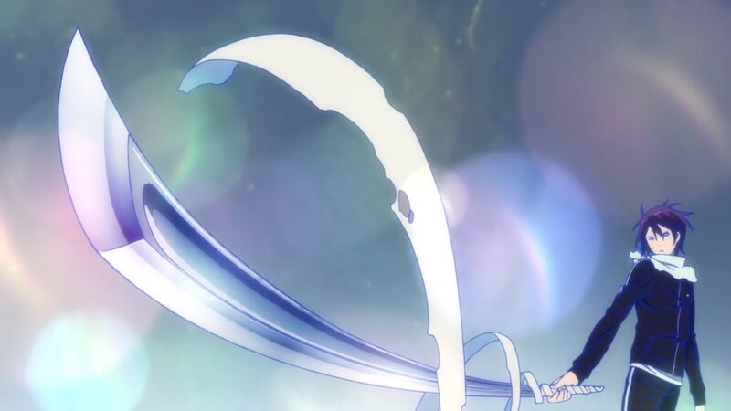 Anime Character with Sword — Blue, Dramatic, Light Effects