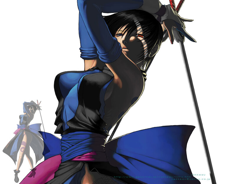 Anime Character with Sword — Blue, Dramatic, Manga, Blue Outfit