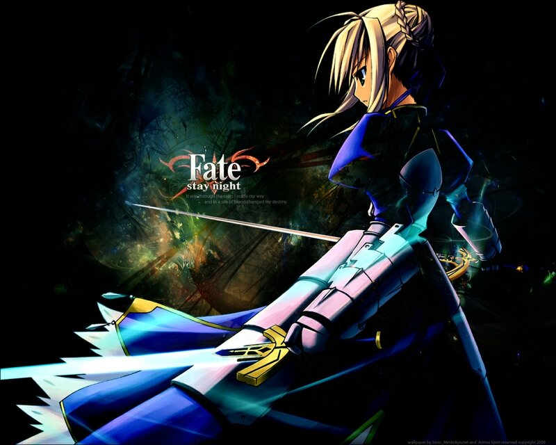 Anime Character with Sword — Blue, Dramatic, Night, Armor, Dark Background