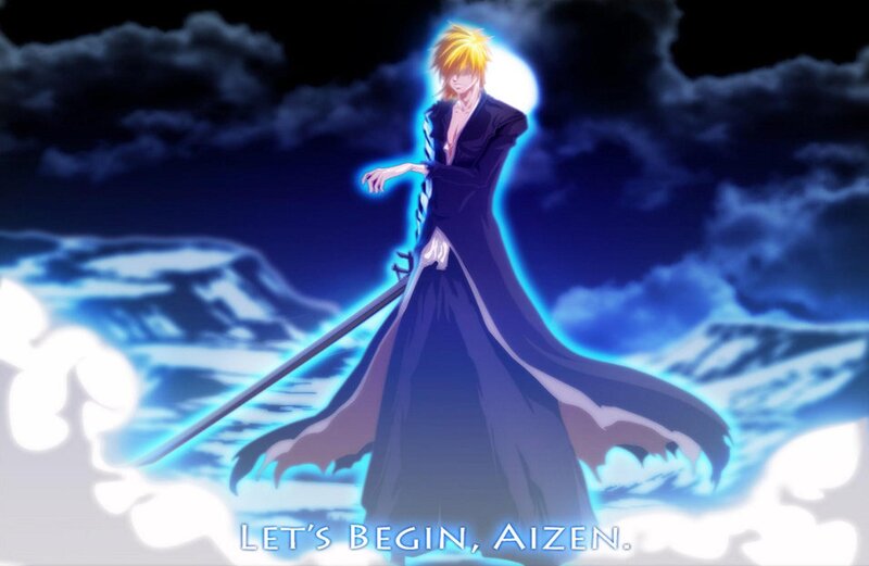 Anime Character with Sword — Blue, Dramatic, Night, Clouds, Moon