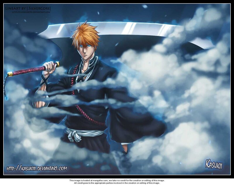 Anime Character with Sword — Blue, Dramatic, Night, Digital Art, Clouds, Dark Sky