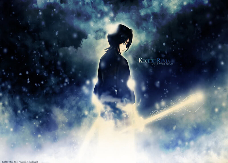 Anime Character with Sword — Blue, Dramatic, Night, Digital Art, Clouds