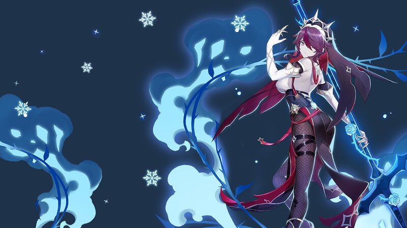 Anime Character with Sword — Blue, Dramatic, Night, Digital Art, Snowflakes