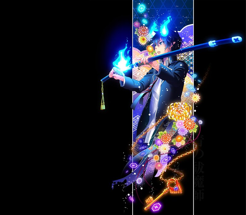 Anime Character with Sword — Blue, Dramatic, Night, Flames