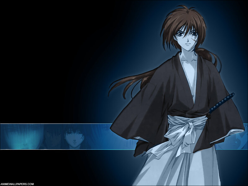 Anime Character with Sword — Blue, Dramatic, Night, Kimono, Hair