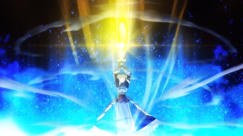 Anime Character with Sword — Blue, Dramatic, Night, Light Beam