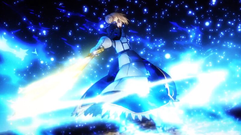 Anime Character with Sword — Blue, Dramatic, Night, Light Effects