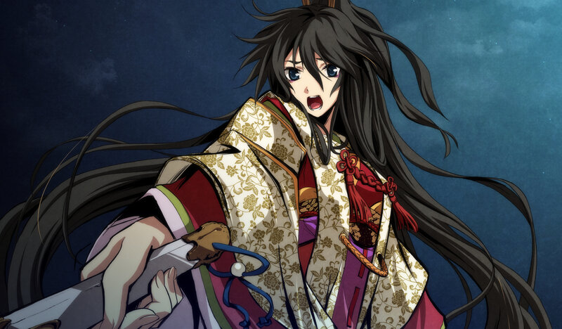 Anime Character with Sword — Blue, Dramatic, Night, Long Hair