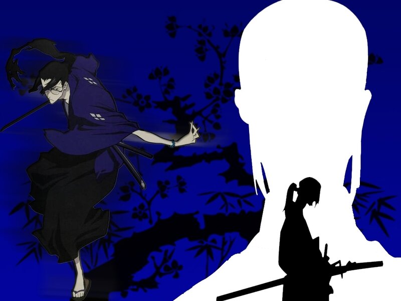Anime Character with Sword — Blue, Dramatic, Night, Manga, Silhouette
