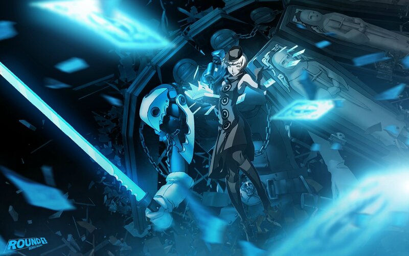 Anime Character with Sword — Blue, Dramatic, Night, Robot