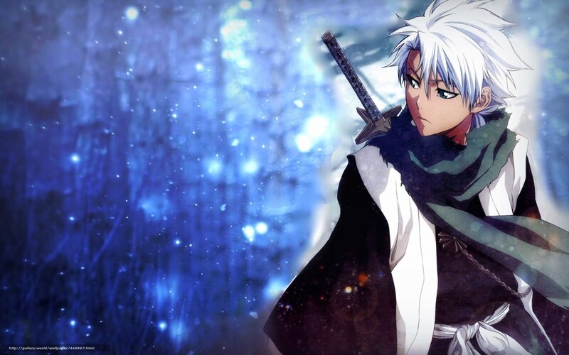 Anime Character with Sword — Blue, Dramatic, Night, Scarf