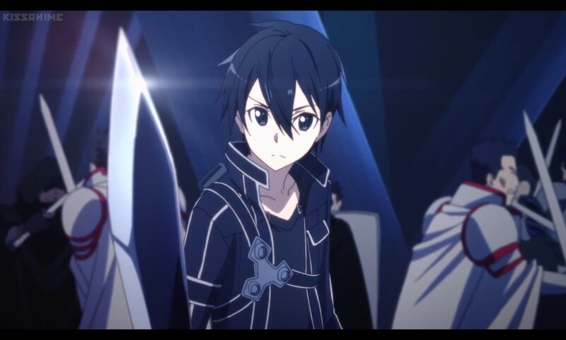 Anime Character with Sword — Blue, Dramatic, Night, Soldiers