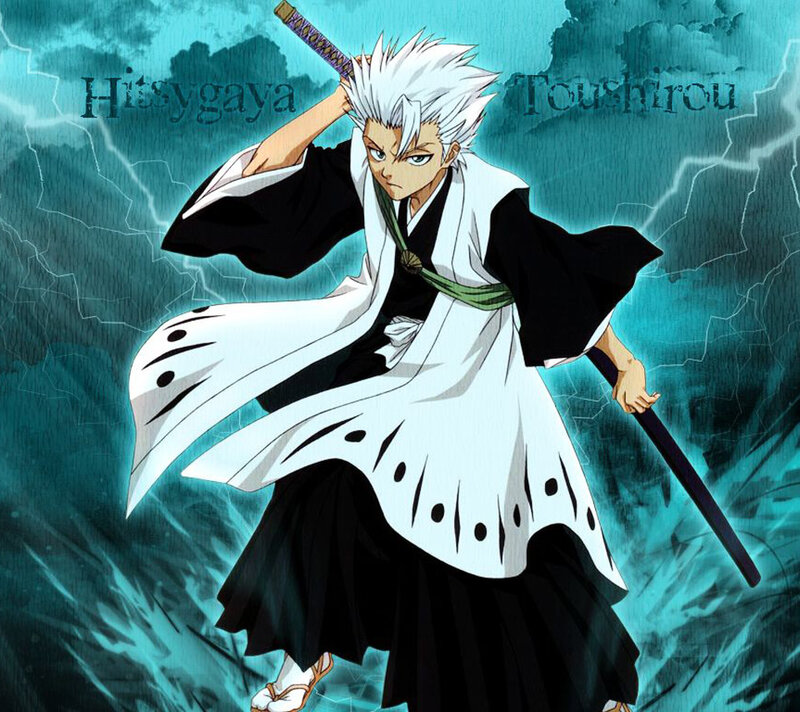Anime Character with Sword — Blue, Dramatic, Rain