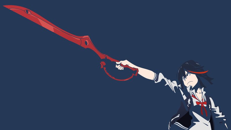 Anime Character with Sword — Blue, Dramatic, School Uniform, Black Hair