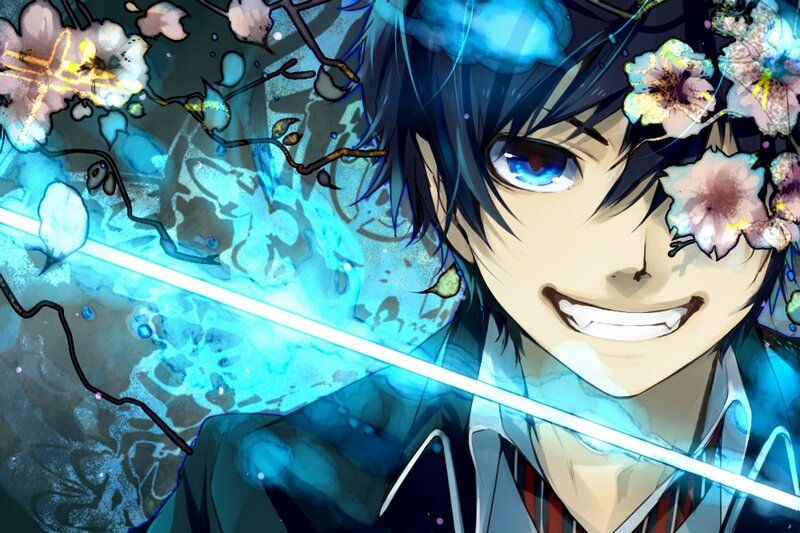 Anime Character with Sword — Blue, Dramatic, Spring