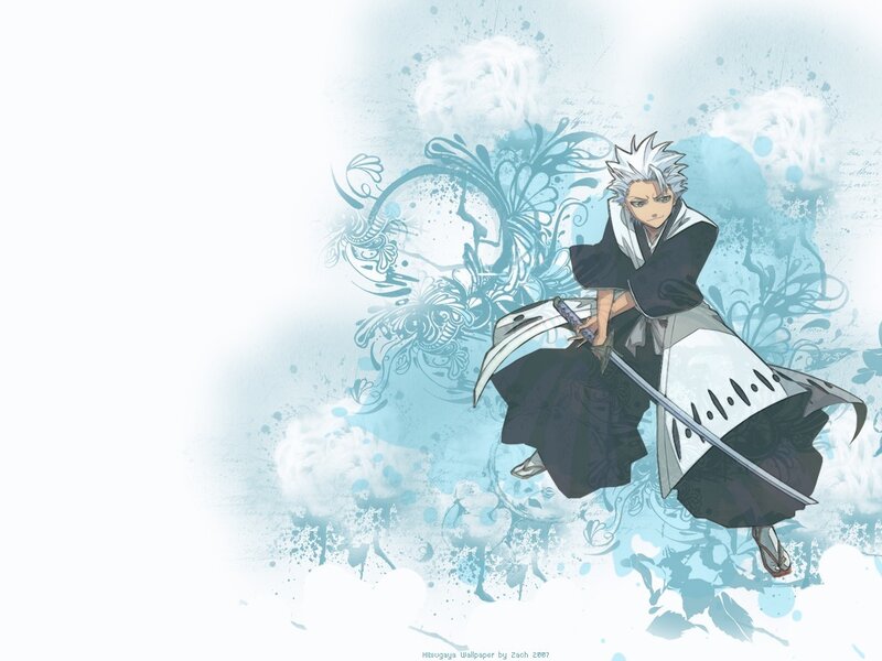 Anime Character with Sword — Blue, Dramatic, White Hair