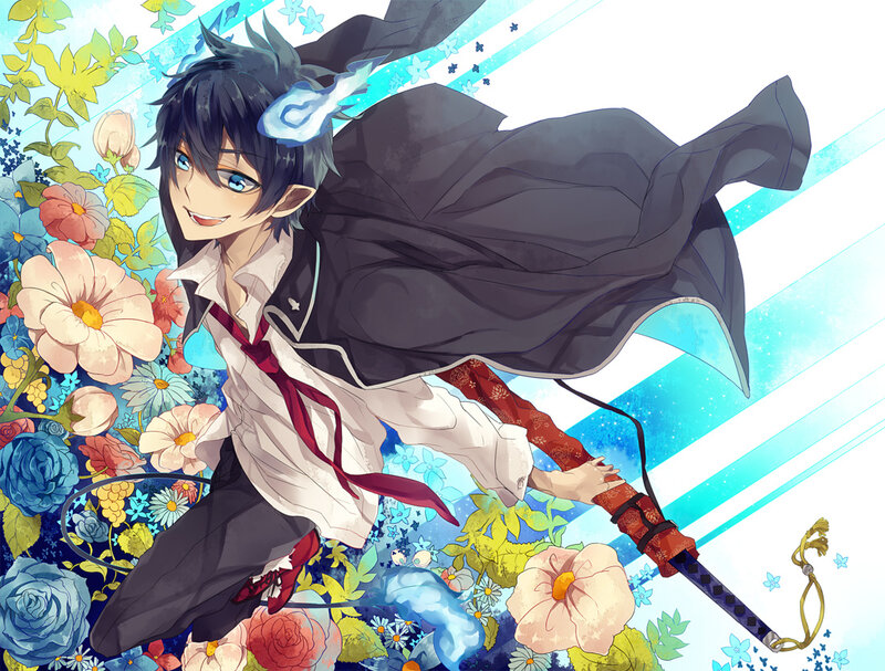 Anime Character with Sword — Blue, Dynamic